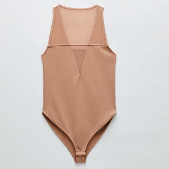 Zara Beige Tulle Bodysuit - Picture 3 of 9